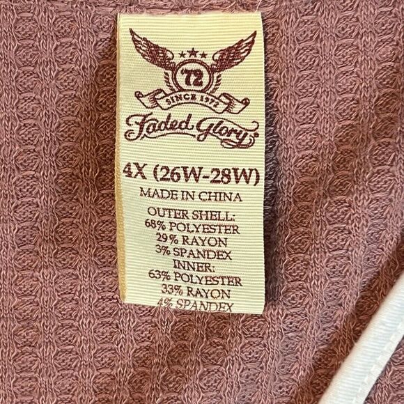 Faded Glory Blouse Womens 4X Pink One Piece Shirt Cardigan Preppy Workwear Top - Picture 7 of 9